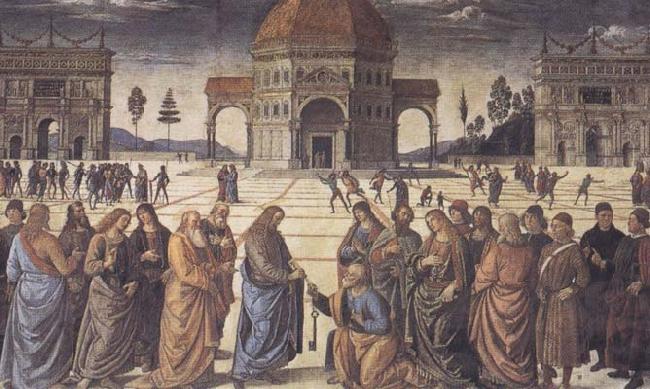 Sandro Botticelli Pietro Perugino,Consigning the Keys oil painting picture